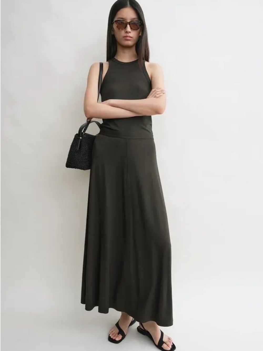 NWT TOTEME Fluid Jersey Maxi Skirt – Pepper – Size L
